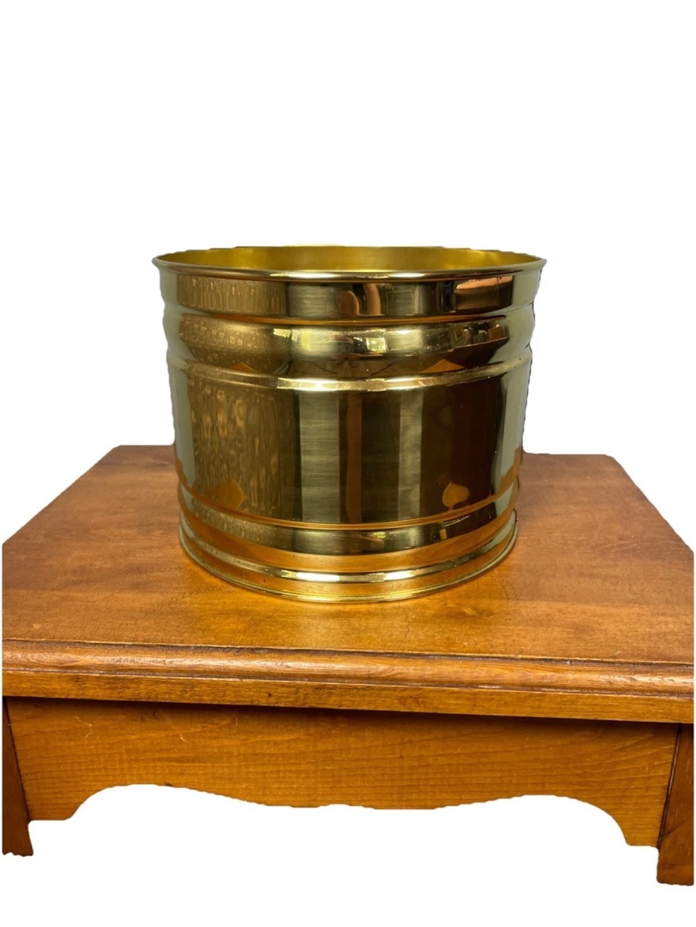 Vintage Bristol Brass Flower Planter 5" X 6.5"Diameter Made In USA